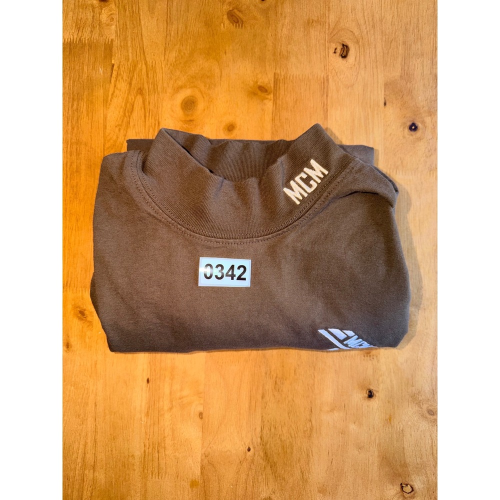 Marine Corps Marathon 2014 MCM Mock Neck Long Sleeve Shirt Brown Mens M 342 - Picture 6 of 6
